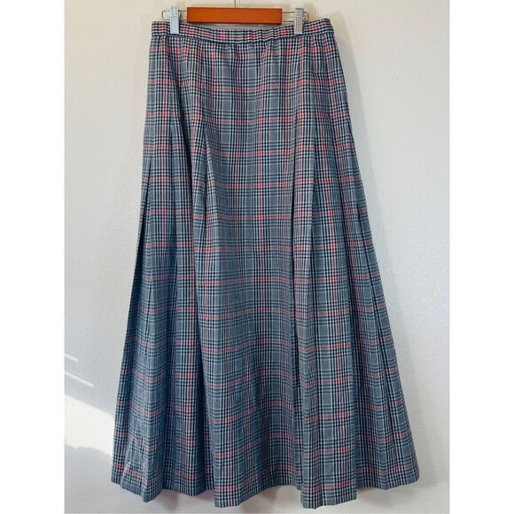 Vintage Pendleton Classic Blue & Red 100% Virgin Wool Pleated Plaid Midi Skirt - Picture 1 of 7